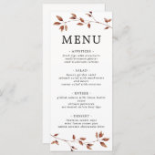 Einfache Minimale Herbstlaube Botanische Hochzeit Menükarte (Vorne/Hinten)