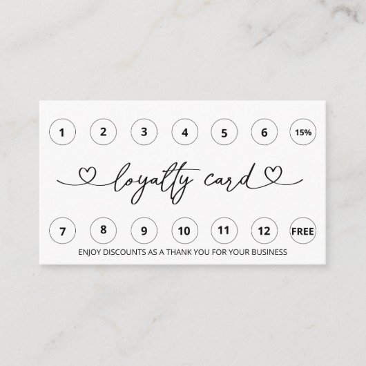 *~* Einfache minimale Herz QR LOGO Prämien Vielen  Treuekarte (Vorderseite)