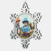 einfache minimale HINZUFÜGEN IHRER FOTO TEXT CHRIS Schneeflocken Zinn-Ornament (Rechts)