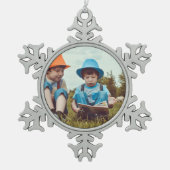einfache minimale HINZUFÜGEN IHRER FOTO TEXT CHRIS Schneeflocken Zinn-Ornament (Vorderseite)