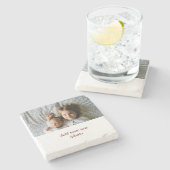 einfache minimale HINZUFÜGEN IHRER FOTO TEXT CHRIS Steinuntersetzer (Seitenansicht)