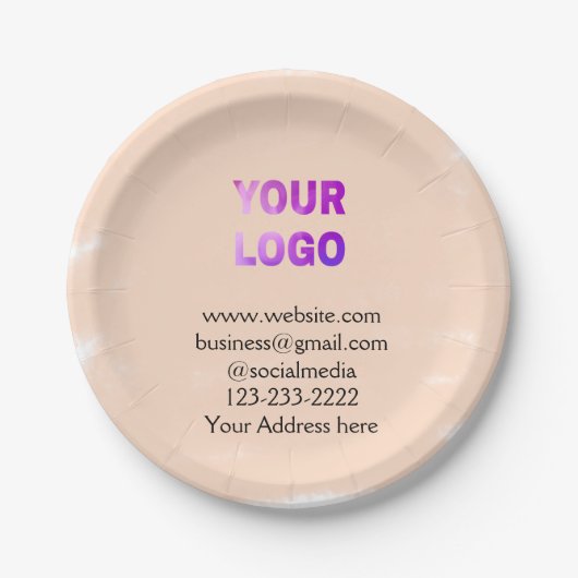Einfache minimale Hinzufügen Ihres Logos/Designs h Pappteller (Vorderseite)