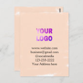 Einfache minimale Hinzufügen Ihres Logos/Designs h Postkarte (Vorne/Hinten)