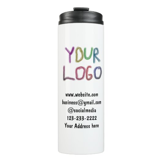 Einfache minimale Hinzufügen Ihres Logos/Designs h Thermosbecher (Vorderseite)