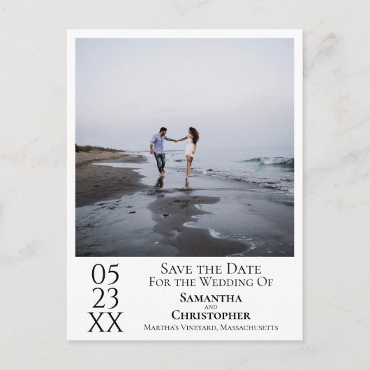 Einfache Minimale Hochzeit Das Foto Datum speicher Postkarte (Vorderseite)