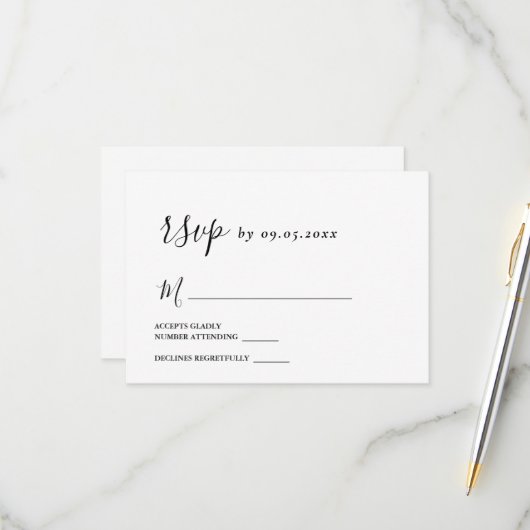 Einfache minimale Hochzeit Moderne RSVP-Karte RSVP Karte (Vorderseite/Rückseite Beispiel)