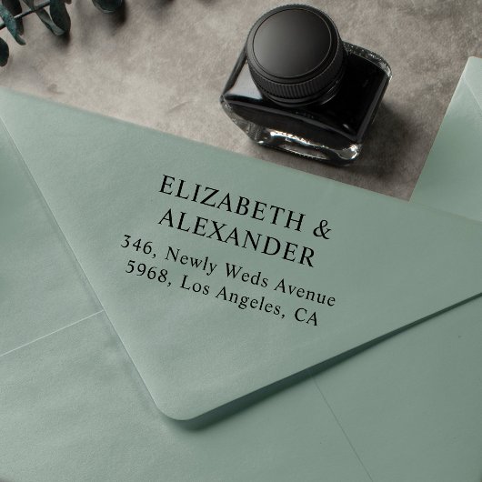 Einfache minimale Hochzeitsfeier Rücksendeadresse Gummistempel