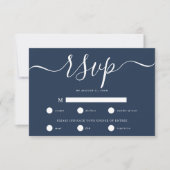 Einfache minimale Hochzeitsgarantie für Navy RSVP Karte (Vorderseite)