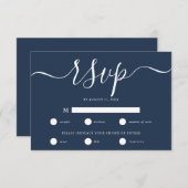Einfache minimale Hochzeitsgarantie für Navy RSVP Karte (Vorne/Hinten)