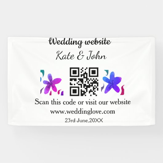 Einfache minimale Hochzeitswebsite Q R Code hinzuf Banner (Horizontal)