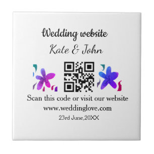 Einfache minimale Hochzeitswebsite Q R Code hinzuf Fliese