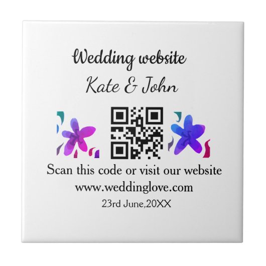 Einfache minimale Hochzeitswebsite Q R Code hinzuf Fliese (Vorderseite)