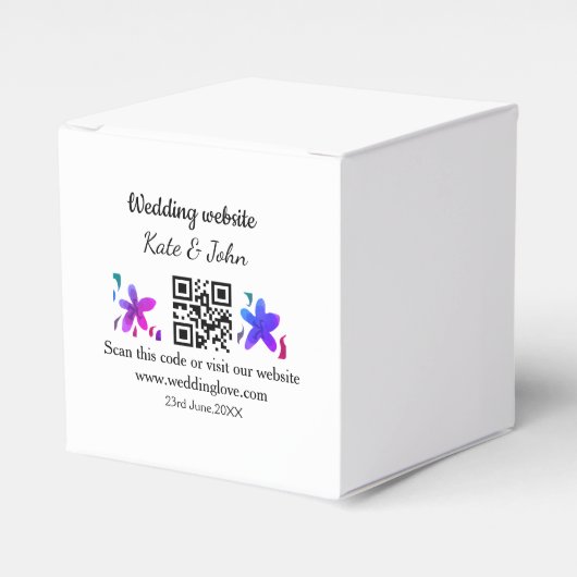 Einfache minimale Hochzeitswebsite Q R Code hinzuf Geschenkschachtel (Vorderseite)