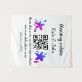 Einfache minimale Hochzeitswebsite Q R Code hinzuf Wandteppich (Vorderseite (Horizontal))