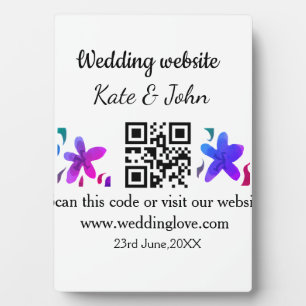 Einfache minimale Hochzeitswebsite QR-Code Name hi Fotoplatte