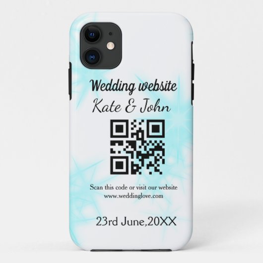 Einfache minimale Hochzeitswebsite QR-Code Name y Case-Mate iPhone Hülle (Rückseite)