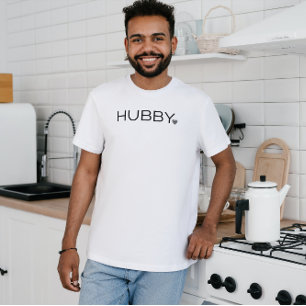 Einfache minimale Hubby Script-Herz Schwarz-Weiß T-Shirt