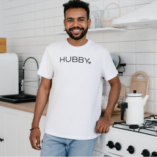 Einfache minimale Hubby Script-Herz Schwarz-Weiß T-Shirt