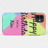 einfache minimale Kalligrafie glücklicher Geburtst Case-Mate iPhone Hülle (Rückseite (Horizontal))