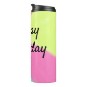 einfache minimale Kalligrafie glücklicher Geburtst Thermosbecher (Nach rechts gedreht)