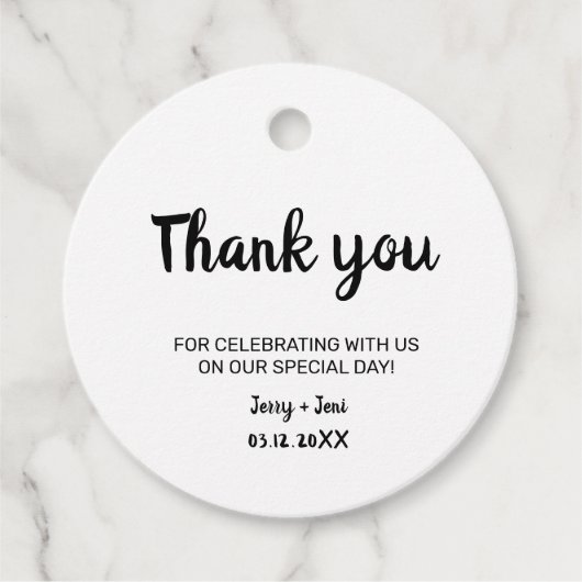 einfache minimale Kalligraphie danke für Geschenk Geschenkanhänger (Vorderseite)
