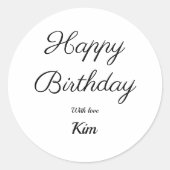 einfache minimale Kalligraphie Runder Aufkleber (Vorderseite)