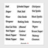 Einfache minimale Küchen- und Pantry-Speicherplatt Aufkleber (Blatt)