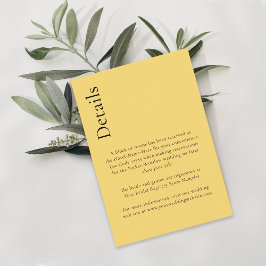 Einfache minimale Lemon Drop Citrus Gelbe Details Begleitkarte