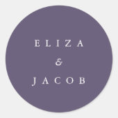 Einfache Minimale Lila Personalisierte Hochzeit Runder Aufkleber (Vorderseite)