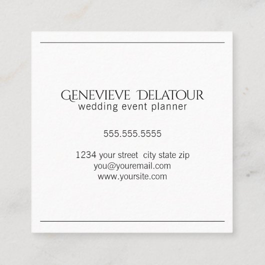 Einfache Minimale Logoreduzierung ist einfacher Quadratische Visitenkarte (Rückseite)