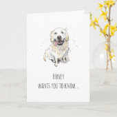 Einfache minimale lustige Golden Retriever Vaterta Karte (Gelbe Blume)