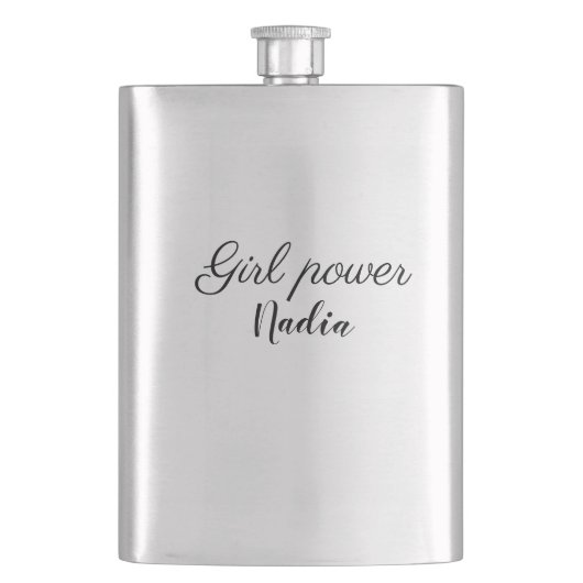 einfache minimale Mädchenpower Name-Text Bild Gesc Flachmann (Vorderseite)