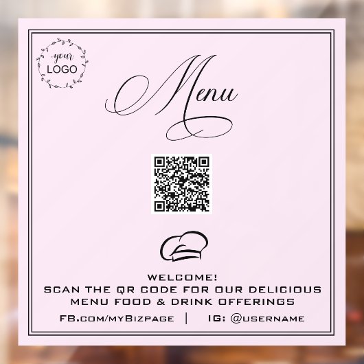 *~* Einfache minimale MENU QR Pastel Fensterklamme Fensteraufkleber (Blatt 2)