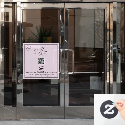 *~* Einfache minimale MENU QR Pastel Fensterklamme Fensteraufkleber (Büro Tür)