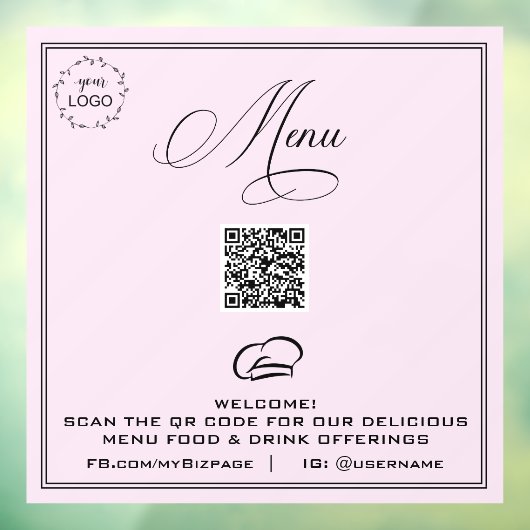 *~* Einfache minimale MENU QR Pastel Fensterklamme Fensteraufkleber (Blatt 3)
