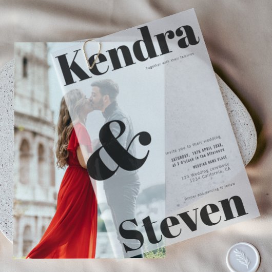 Einfache minimale moderne, fette Namen Hochzeit Pergament Einladungen