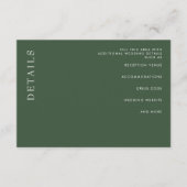 Einfache minimale moderne grüne Hochzeit Begleitkarte (Vorderseite)