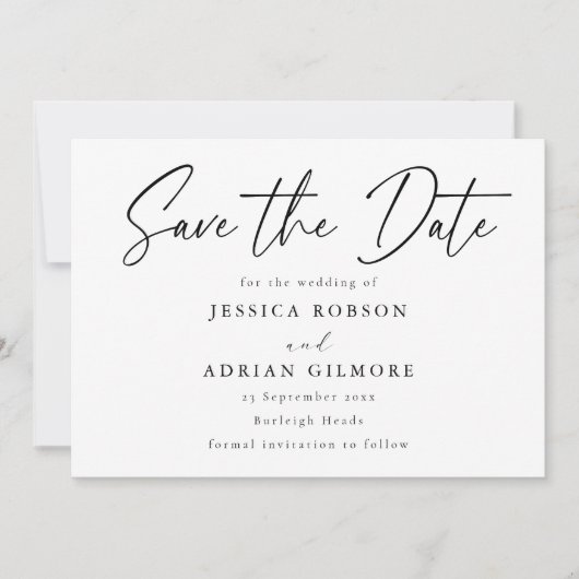 Einfache minimale moderne Hochzeit Save The Date (Vorderseite)