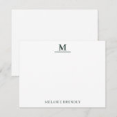 Einfache minimale moderne Monogramm-Flachnotiskart Mitteilungskarte (Vorne/Hinten)