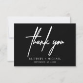 Einfache minimale moderne Schrift schwarz Dankeskarte (Vorderseite)