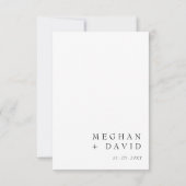 Einfache minimale moderne Schwarz-Weiß-Hochzeit-RS RSVP Karte (Rückseite)