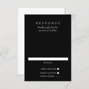 Einfache minimale moderne Schwarz-Weiß-Hochzeit-RS RSVP Karte