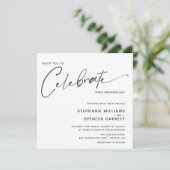 Einfache minimale moderne Script-Hochzeit Einladung (Stehend Vorderseite)