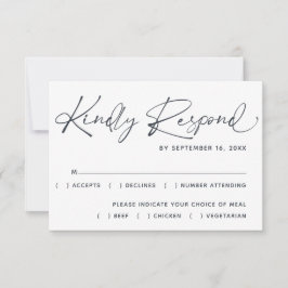 Einfache minimale moderne Script-Hochzeit RSVP Karte