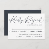 Einfache minimale moderne Script-Hochzeit RSVP Karte (Vorne/Hinten)