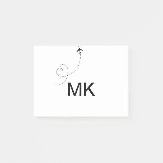 Einfache minimale Monogramm-Aufnahme für Textreise Post-it Klebezettel (Vorderseite)