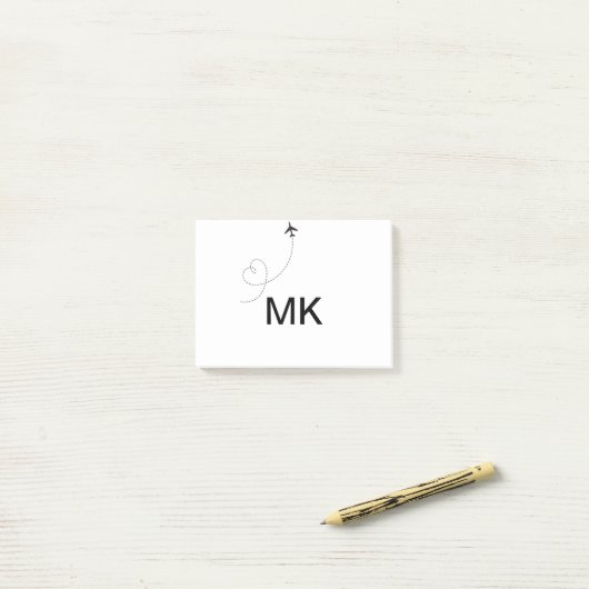Einfache minimale Monogramm-Aufnahme für Textreise Post-it Klebezettel (Auf Schreibtisch)