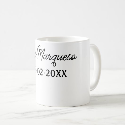 einfache minimale Monogramm MMs Mr. name date year Kaffeetasse (VorderseiteRechts)