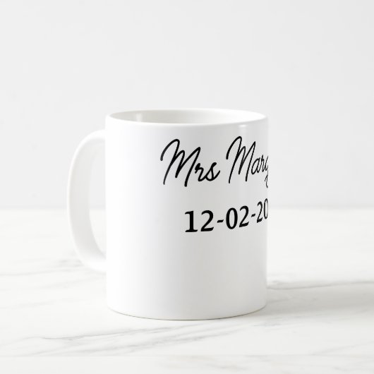 einfache minimale Monogramm MMs Mr. name date year Kaffeetasse (Vorderseite Links)