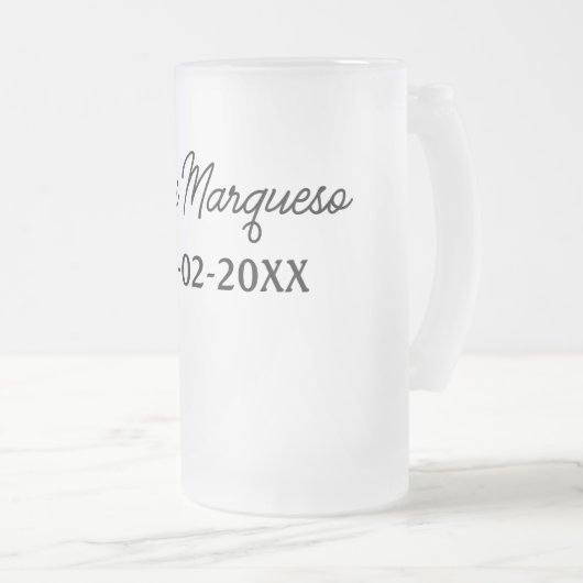 einfache minimale Monogramm MMs Mr. name date year Mattglas Bierglas (VorderseiteRechts)